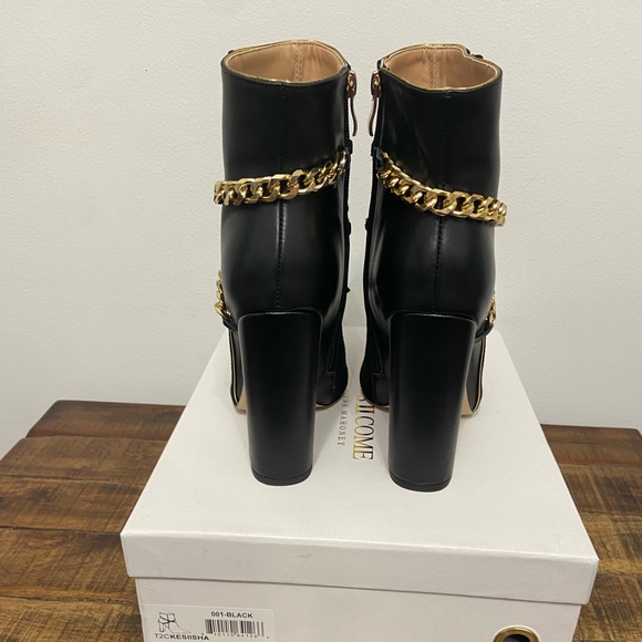 New Things II Come Keiisha Luxurious Chain Block Heel Boots - Picture 2 of 7